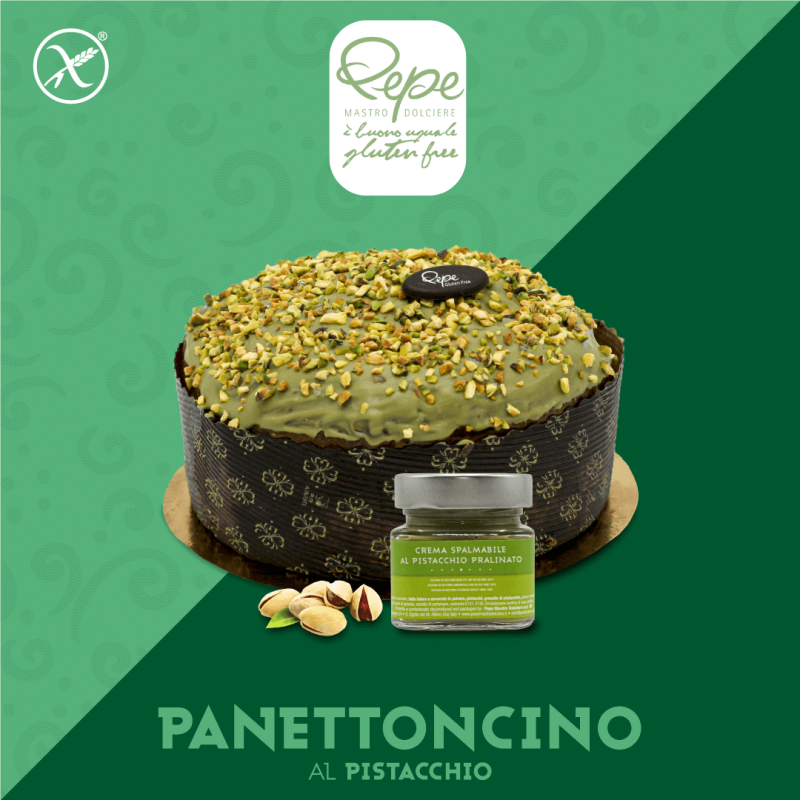 Panettoncino à la pistache avec crème de pistache à tartiner