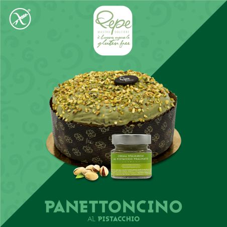 Panettoncino à la pistache avec crème de pistache à tartiner