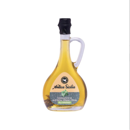 Extra virgin olive oil based condiment with oregano