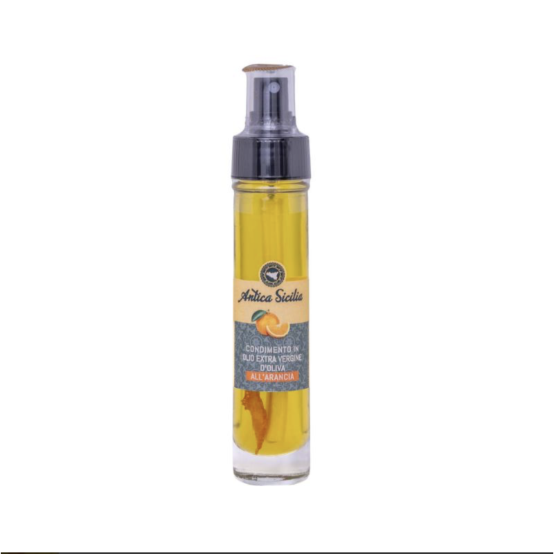 Extra virgin olive oil based condiment with orange