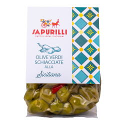 Olives vertes écrasées à la sicilienne